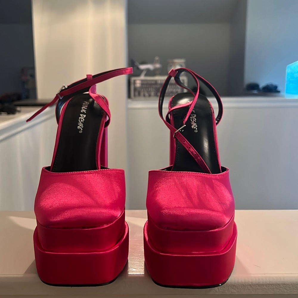Hot pink satin platform